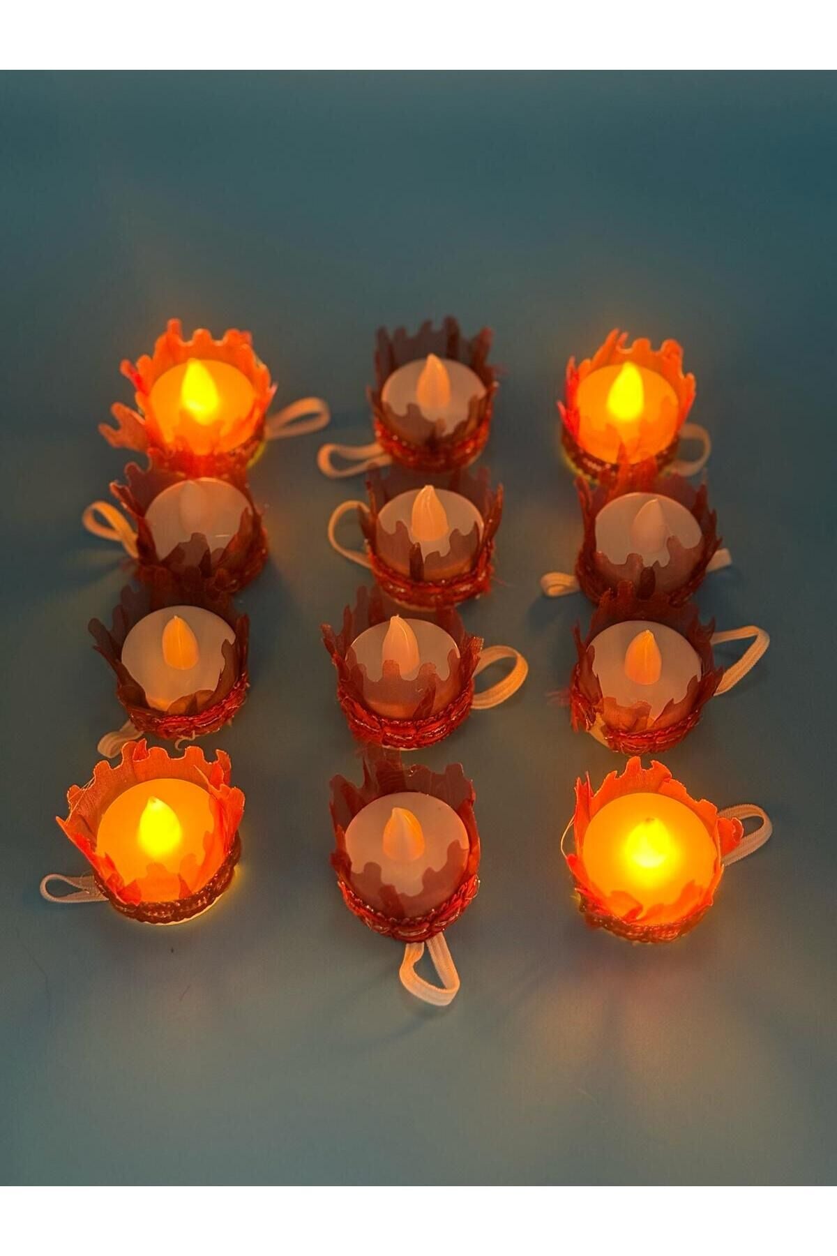 Bordo 12'li Led'li Kına El Mumu Tealight Dumansız Nedime Mumu Bordo