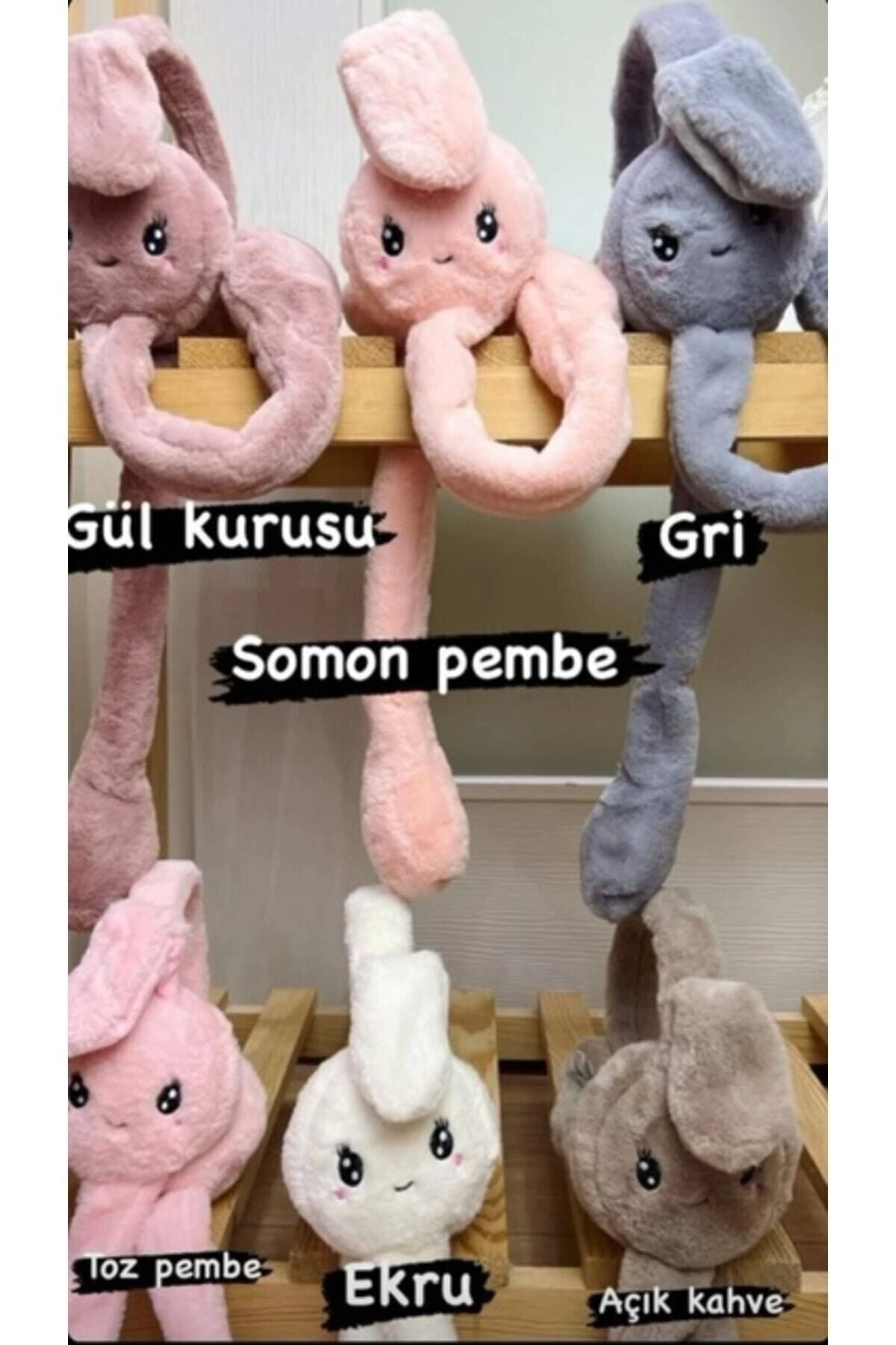 Peluş Hareketli Tavşan Kulaklık Standart Gül Kurusu - S