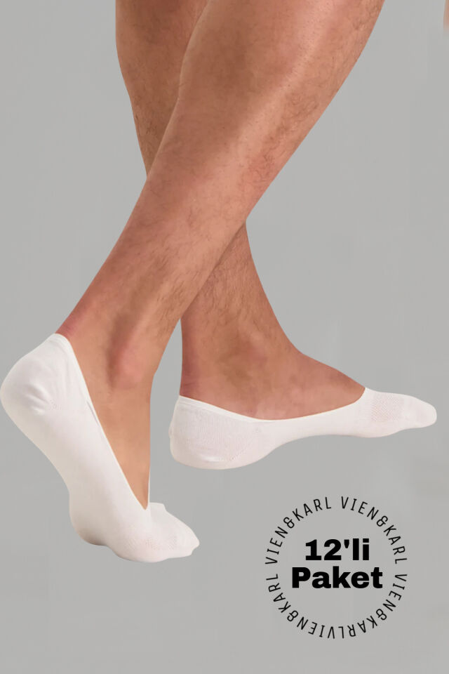 12'li Premium Erkek Beyaz Babet Çorap Vk-Erkek-Beyaz-Babet12Li - 41-46