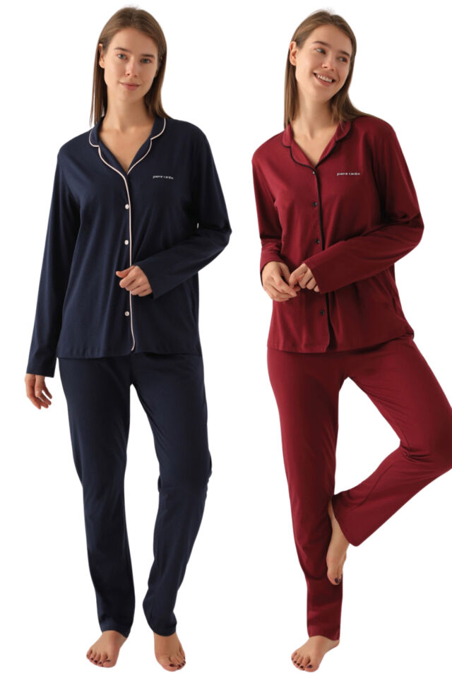 2025  Modal Penye Boydan Patlı Düz Paça Pijama Takımı CY.25.K. 77.17.01.U12 Bordo - XL