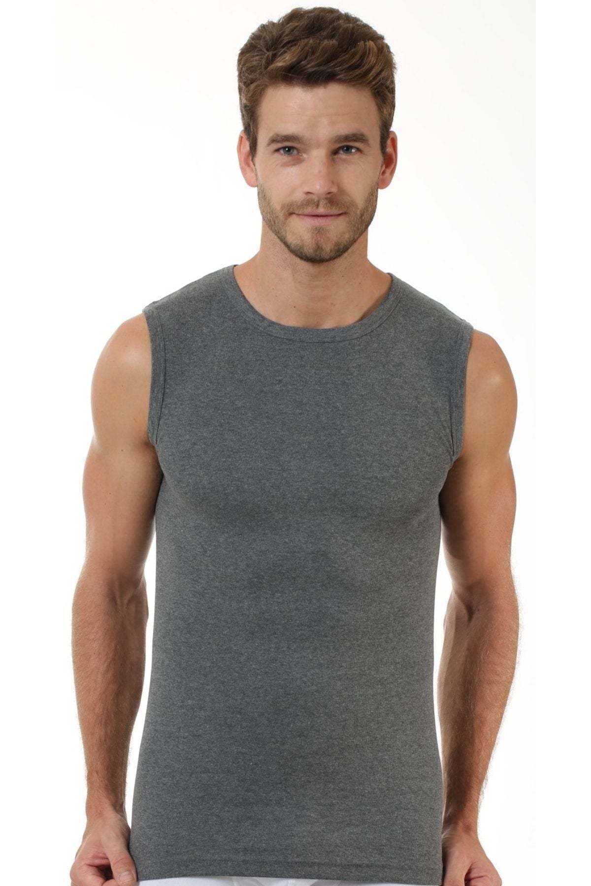 5'li Erkek Kolsuz Sıfır Yaka Atlet antrasit - 2XL