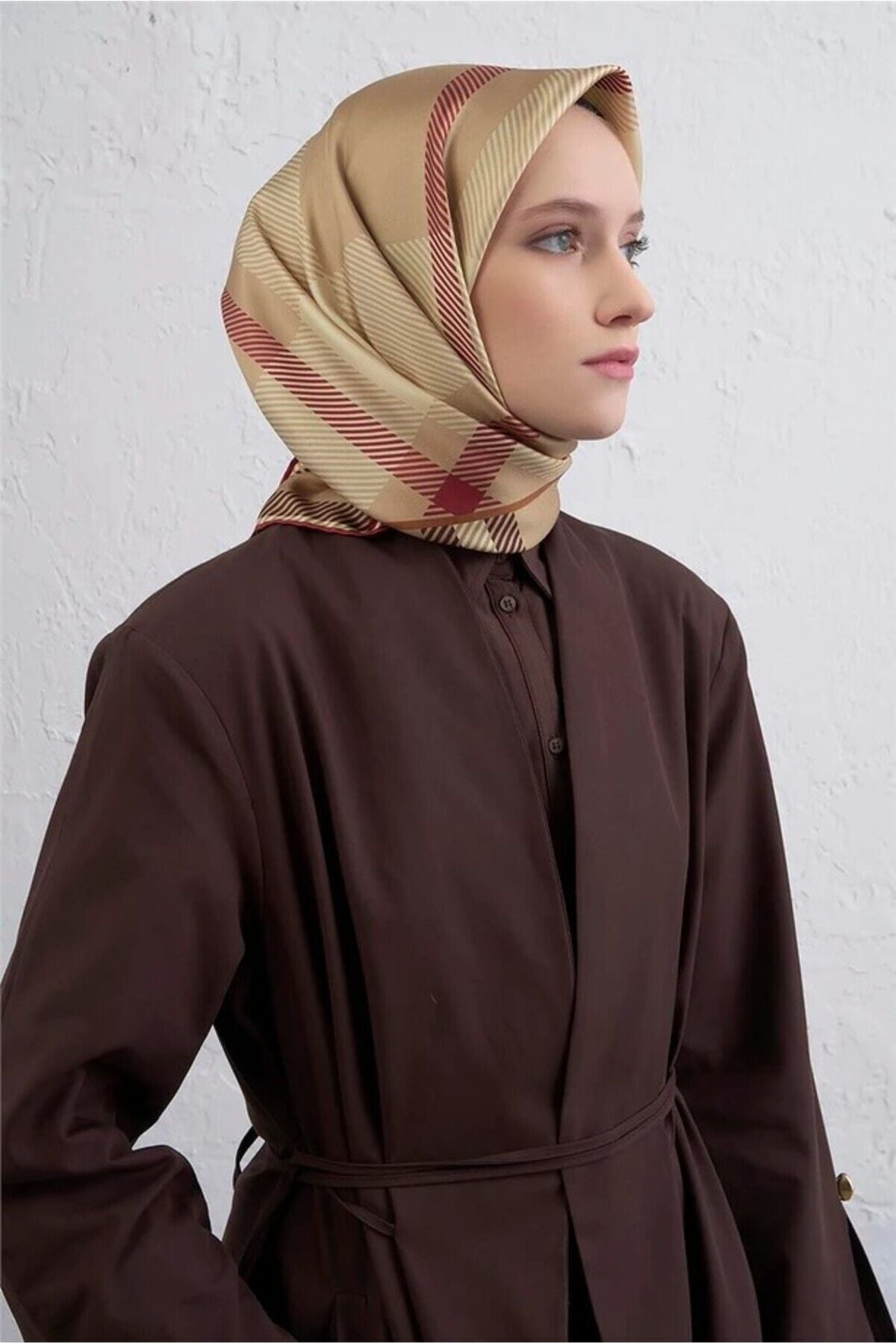 Saf İpek Sura Eşarp 9418D 82 Krem