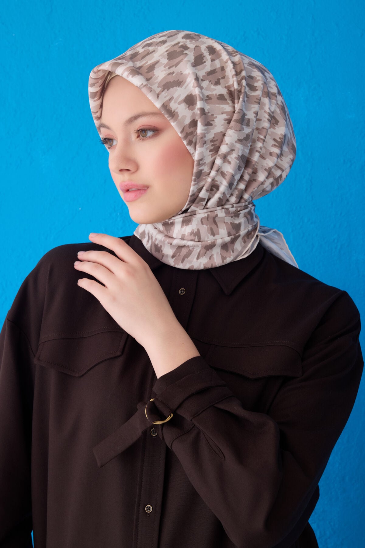 Saf İpek Eşarp 4103D (Twill İpek) 90 x 90 Gri Gri