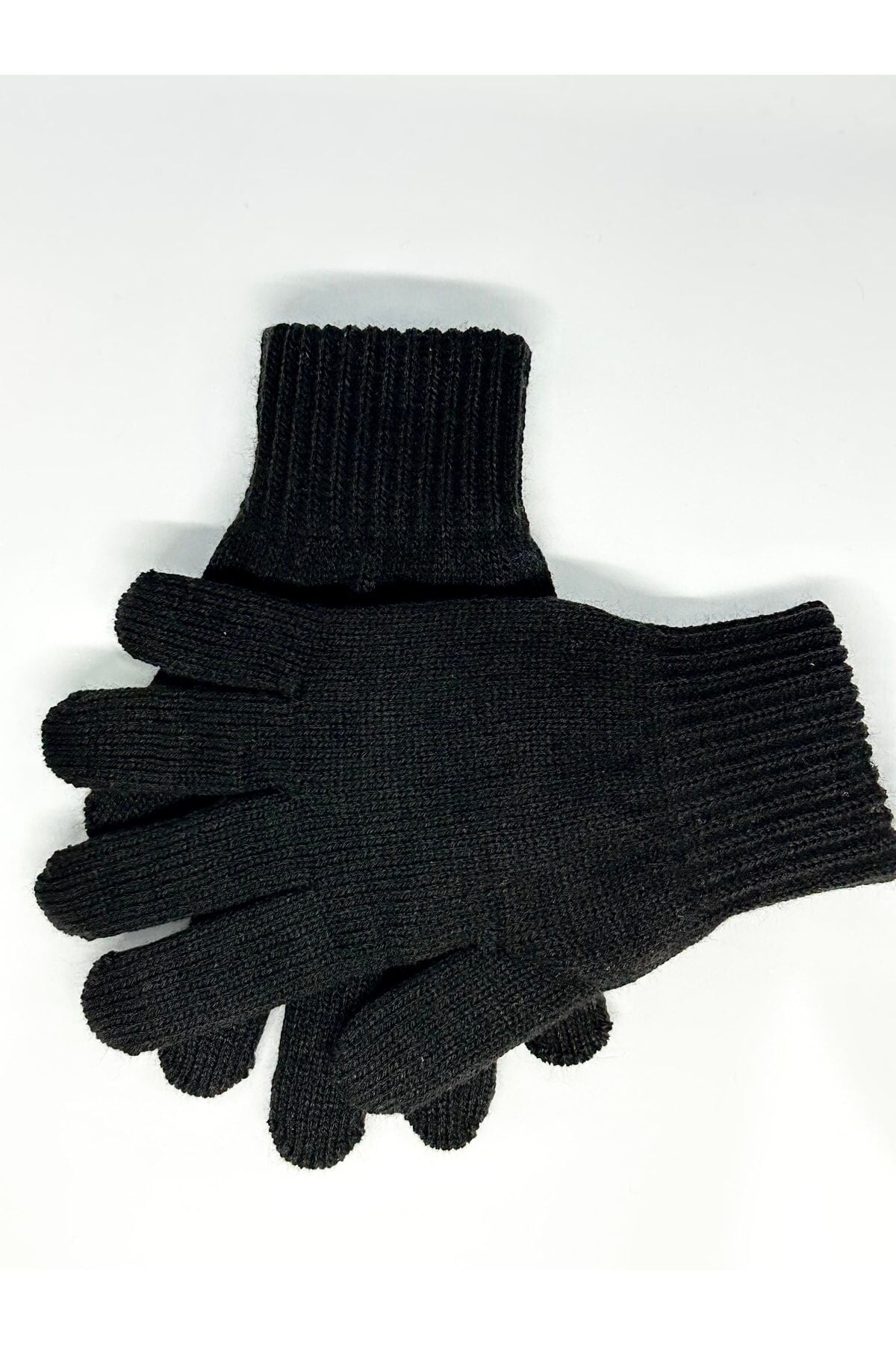Siyah Triko Örme Unisex Eldiven / Kadın / Erkek balal giyim Siyah