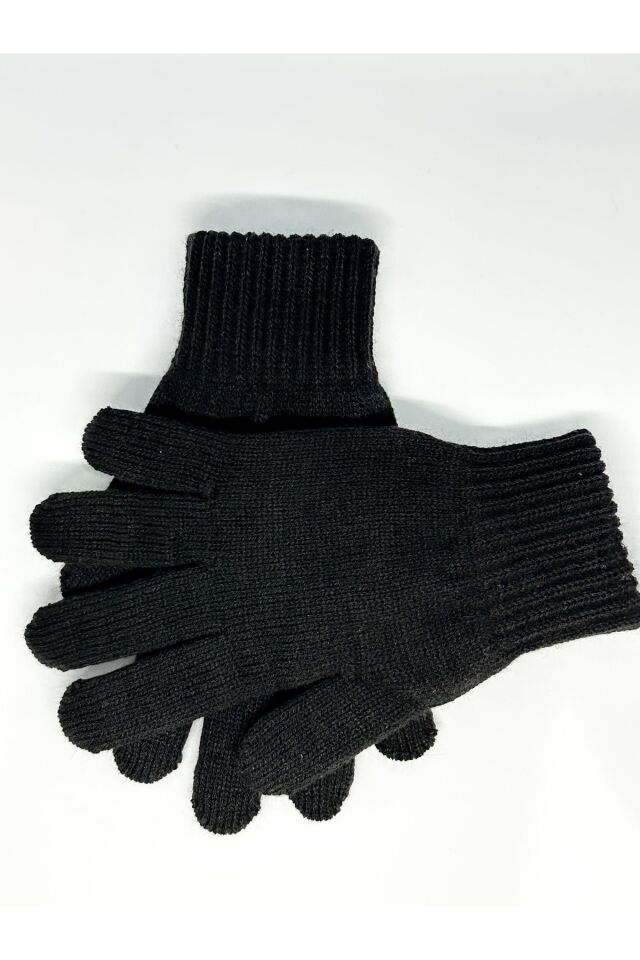 Siyah Triko Örme Unisex Eldiven / Kadın / Erkek balal giyim Siyah