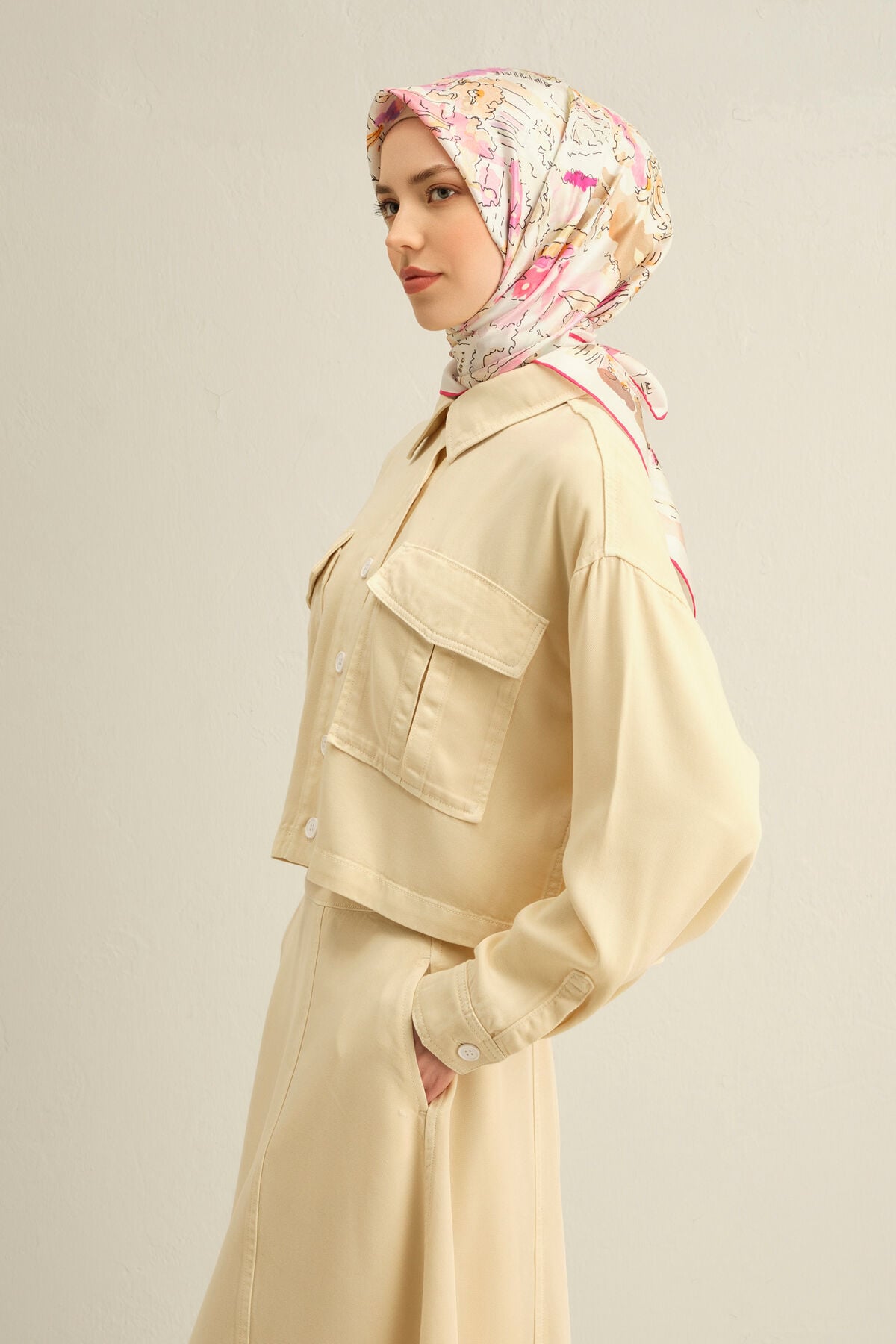 İPEK EŞARP 9349D (TWİLL)-34 Pembe