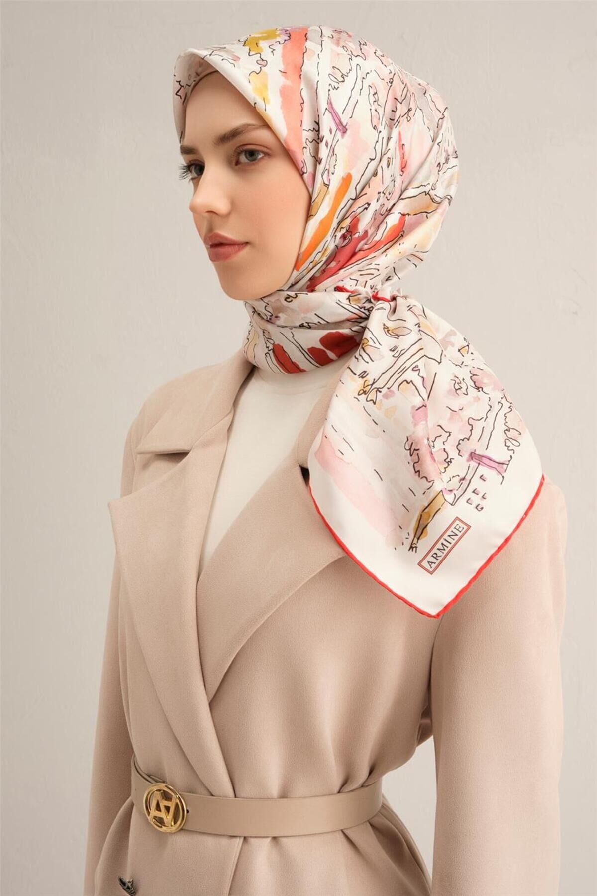 İPEK EŞARP 9349D (TWİLL)-34 Turuncu