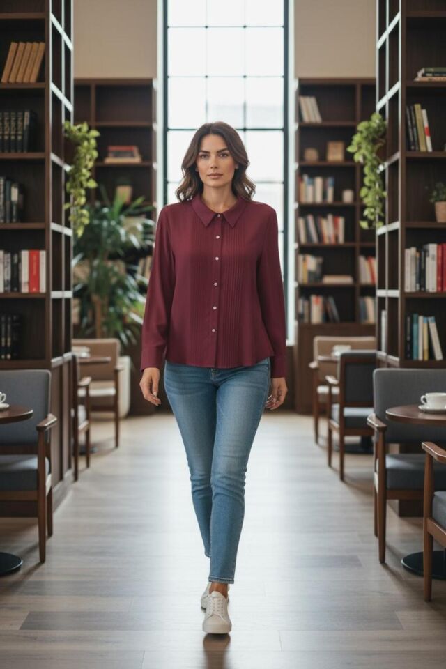Büyük Beden Keten Bordo Gömlek (46-50-52-54) Bordo - 54