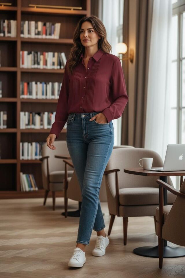 Büyük Beden Keten Bordo Gömlek (46-50-52-54) Bordo - 54