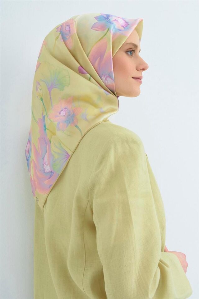 Saf İpek Twill Eşarp 9505D 05 Sari