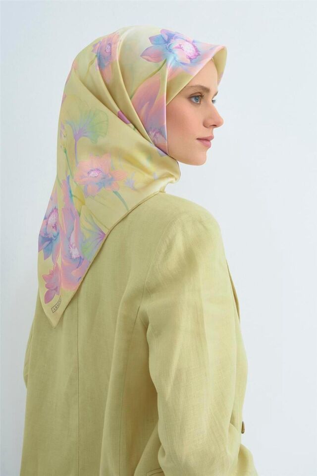 Saf İpek Twill Eşarp 9505D 05 Sari