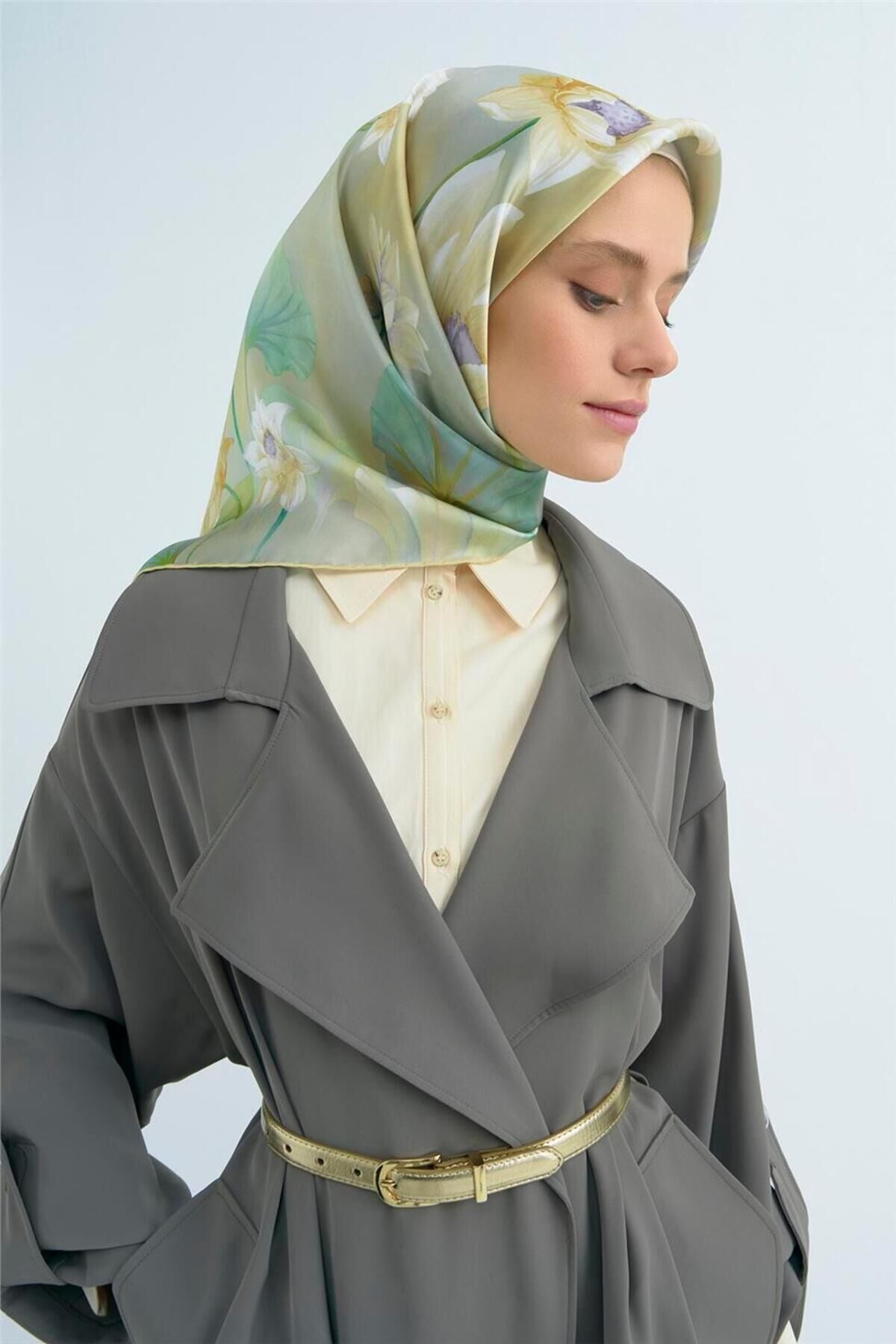 Saf İpek Twill Eşarp 9505D 05 Yeşi̇l