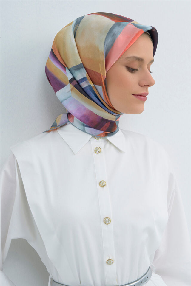 Saf İpek Sura Eşarp 9510D 80 Çok Renkli̇