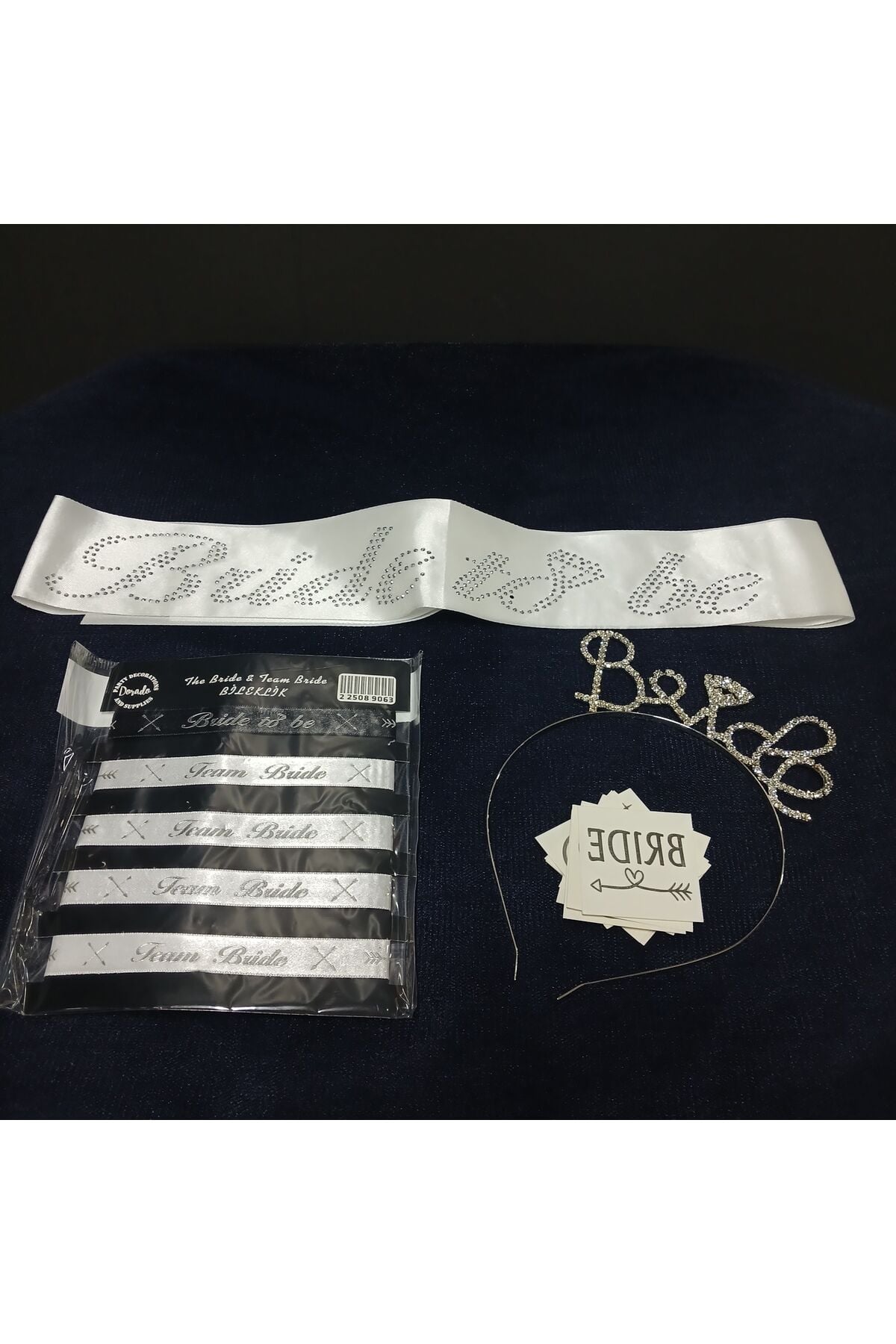 Gümüş taşlı bride to be full set kuşak taç nedime bilekliği dövme set Gümüş