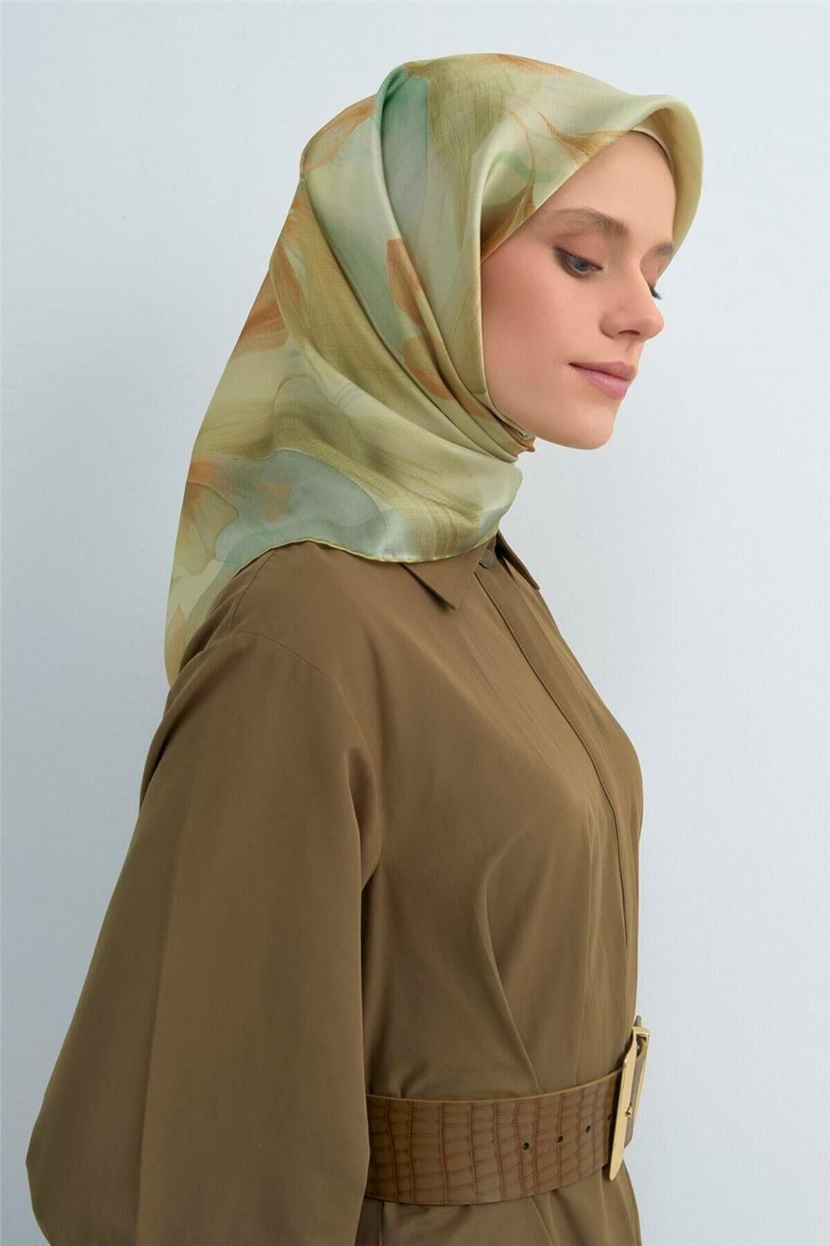 Saf İpek Sura Eşarp 9519D 80 Yeşi̇l