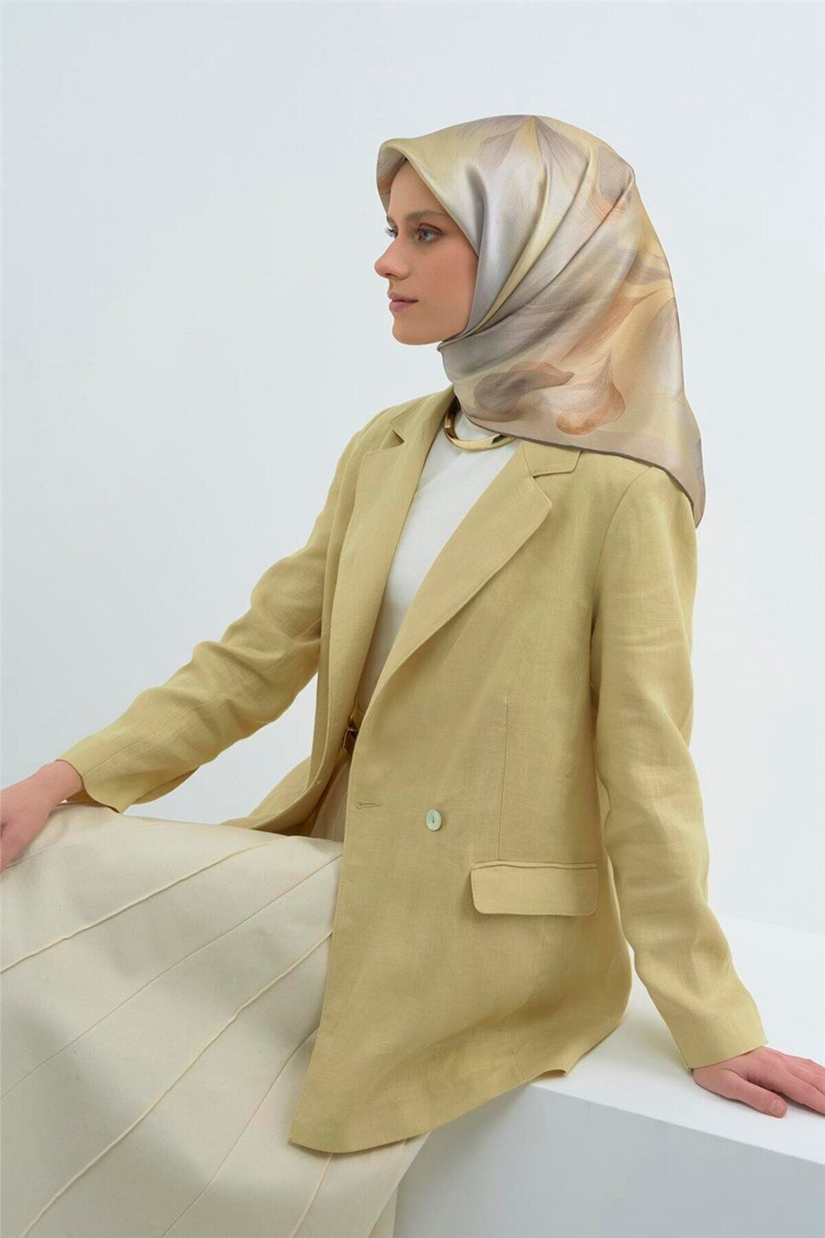 Saf İpek Sura Eşarp 9519D 80 Vi̇zon