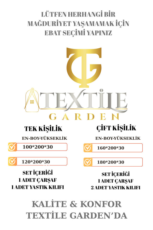 Sarı Lastikli Çarşaf Takımı-Fitted Çarşaf-Yastıklı Çarşaf Takımı-Tek/Çift/Battal Boy
