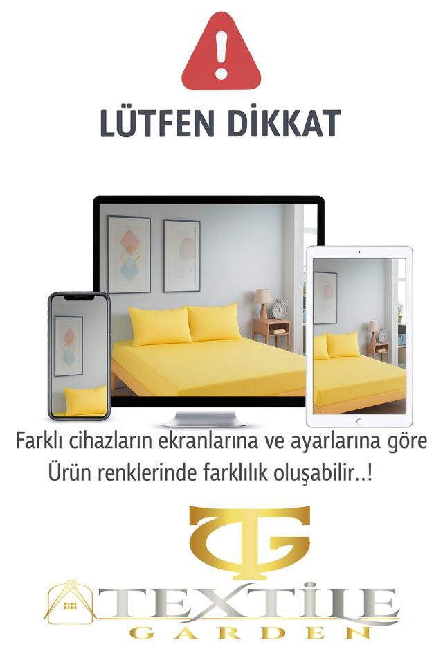 Sarı Lastikli Çarşaf Takımı-Fitted Çarşaf-Yastıklı Çarşaf Takımı-Tek/Çift/Battal Boy Sarı - 100X200
