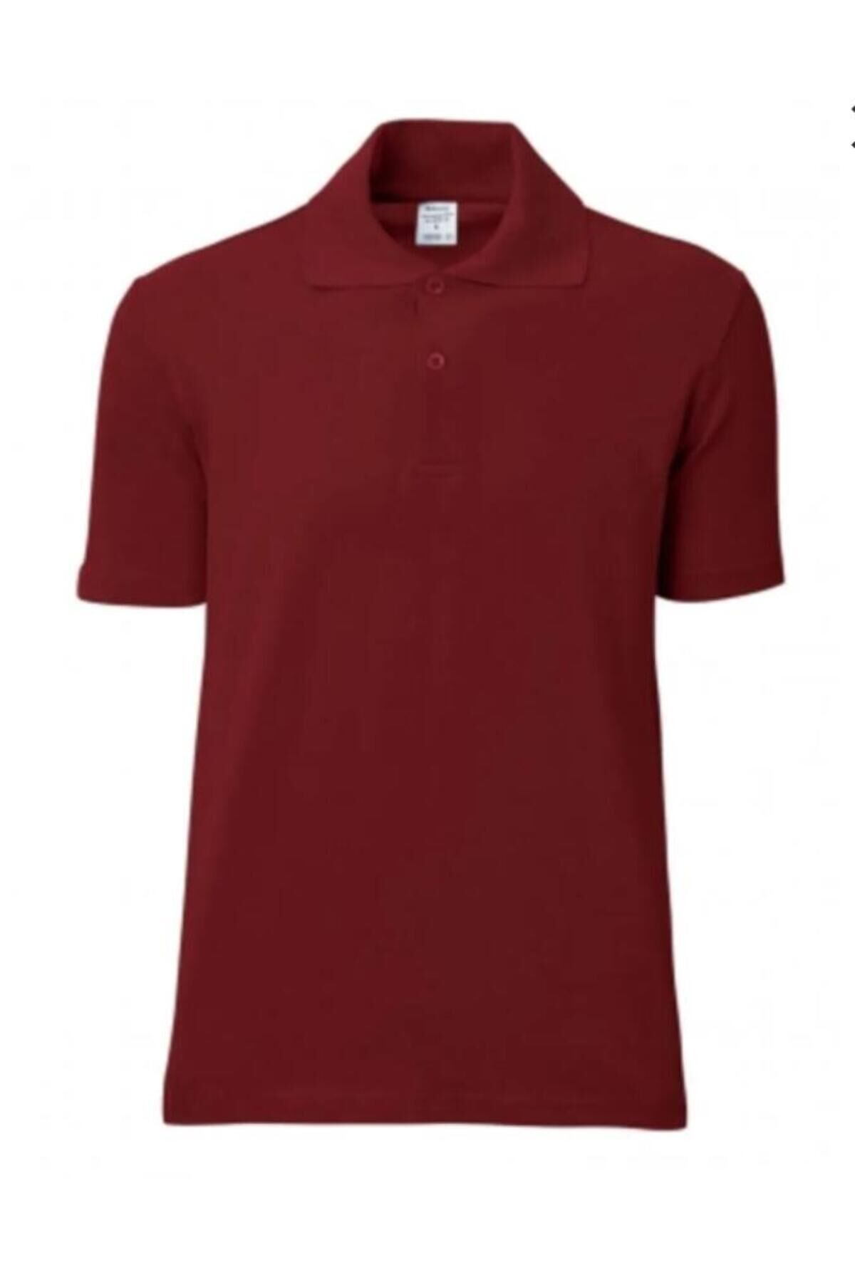 Unisex Rahat Kalıp Polo Yaka Kısa Kol Tişört Bordo - 8-9 Yaş