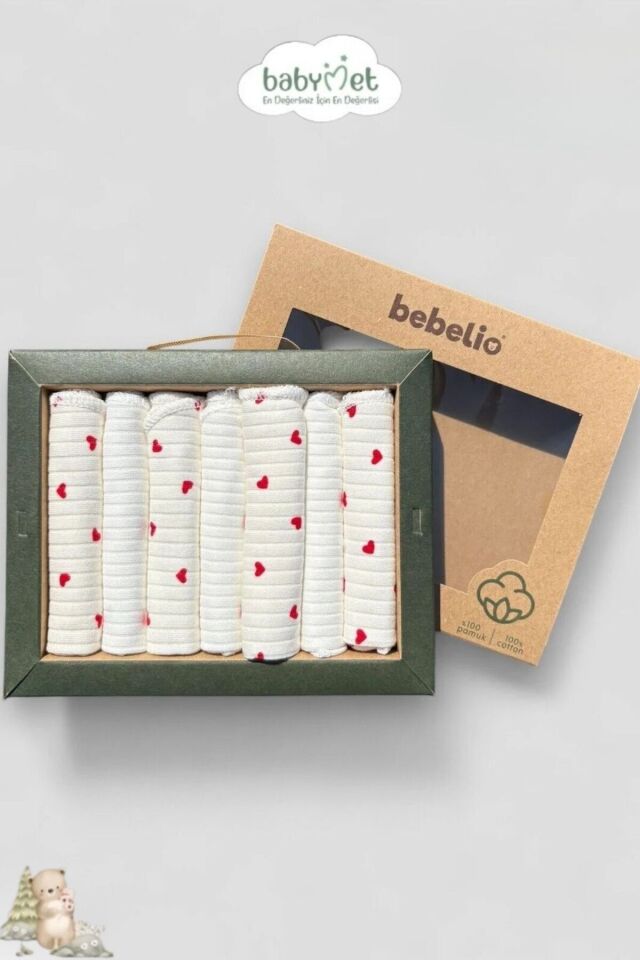 %100 Pamuk Organik Bebek Ağız Mendili 7'li Set, 25x25 cm Yumuşak&Hipoalerjenik