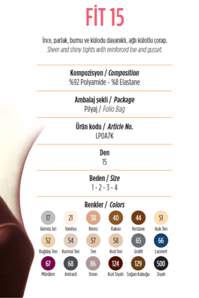 Kadın Kahverengi Fit 15 Denye Parlak Külotlu Çorap 6'lı Paket Kakao - 3