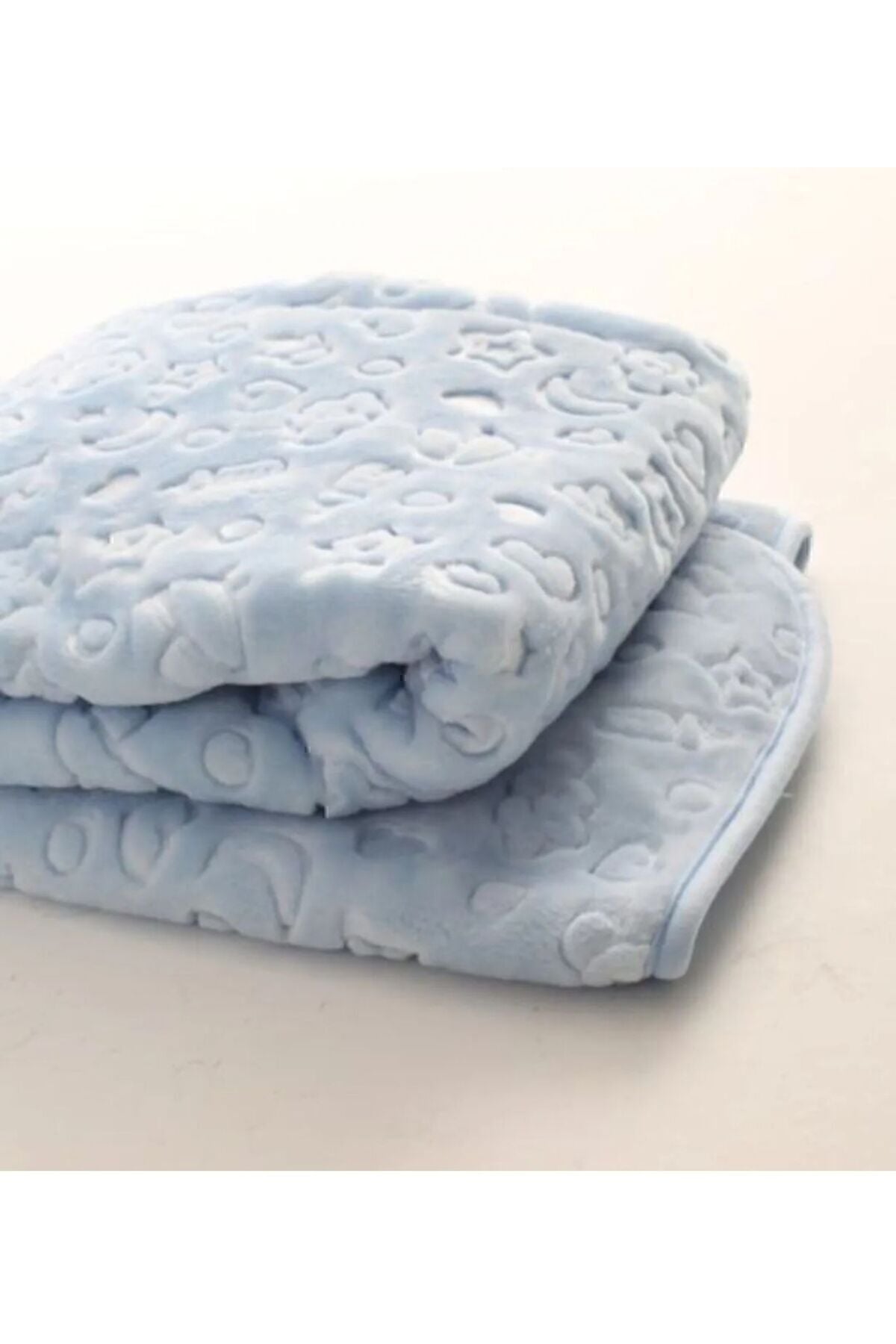 Kabartmalı Mavi Peluş Bebek Battaniyesi (MEVSİMLİK İNCEDİR) Mavi