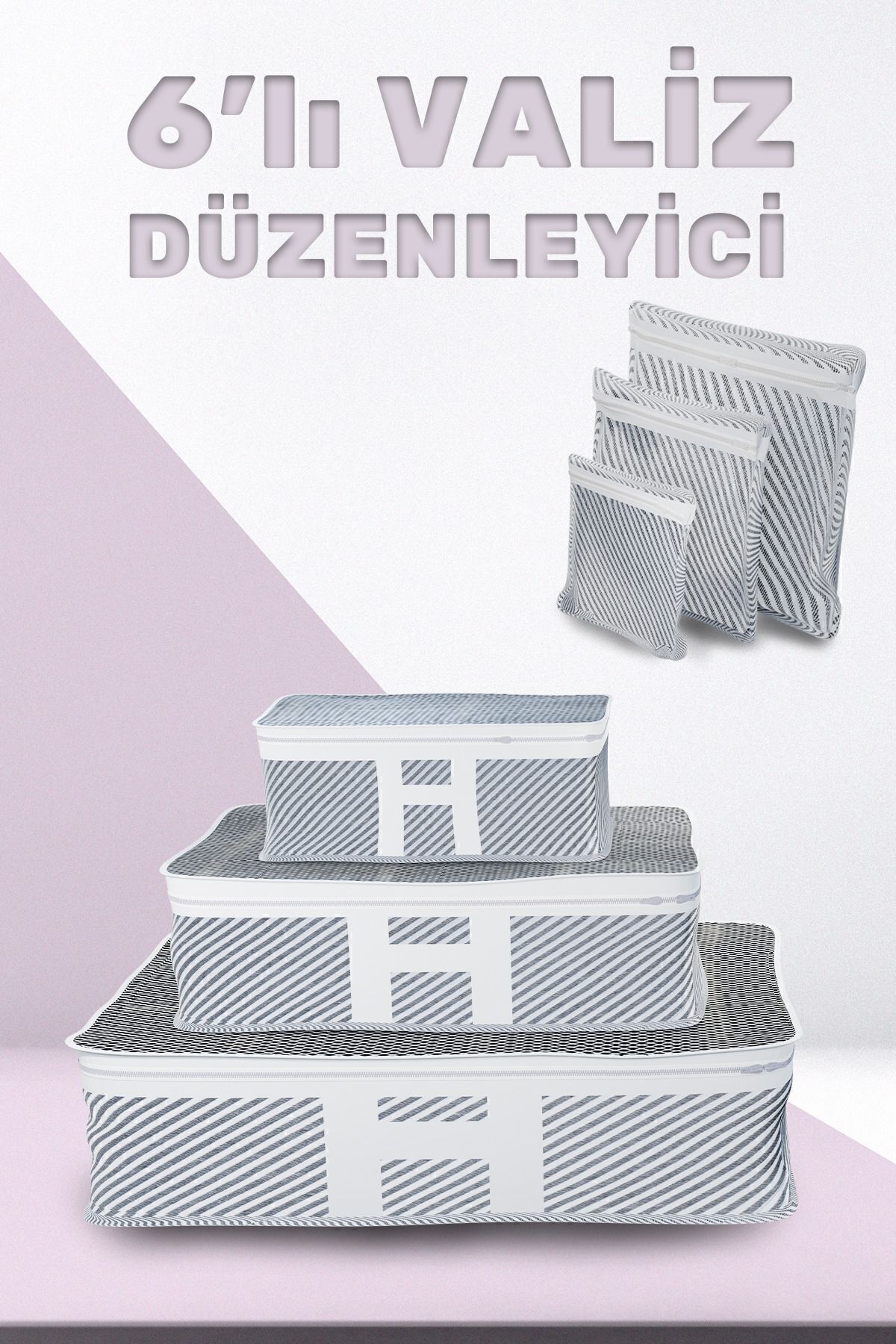 6'lı Set Bavul Içi Düzenleyici, Bavul Organizer, Valiz Düzenleyici Hurç