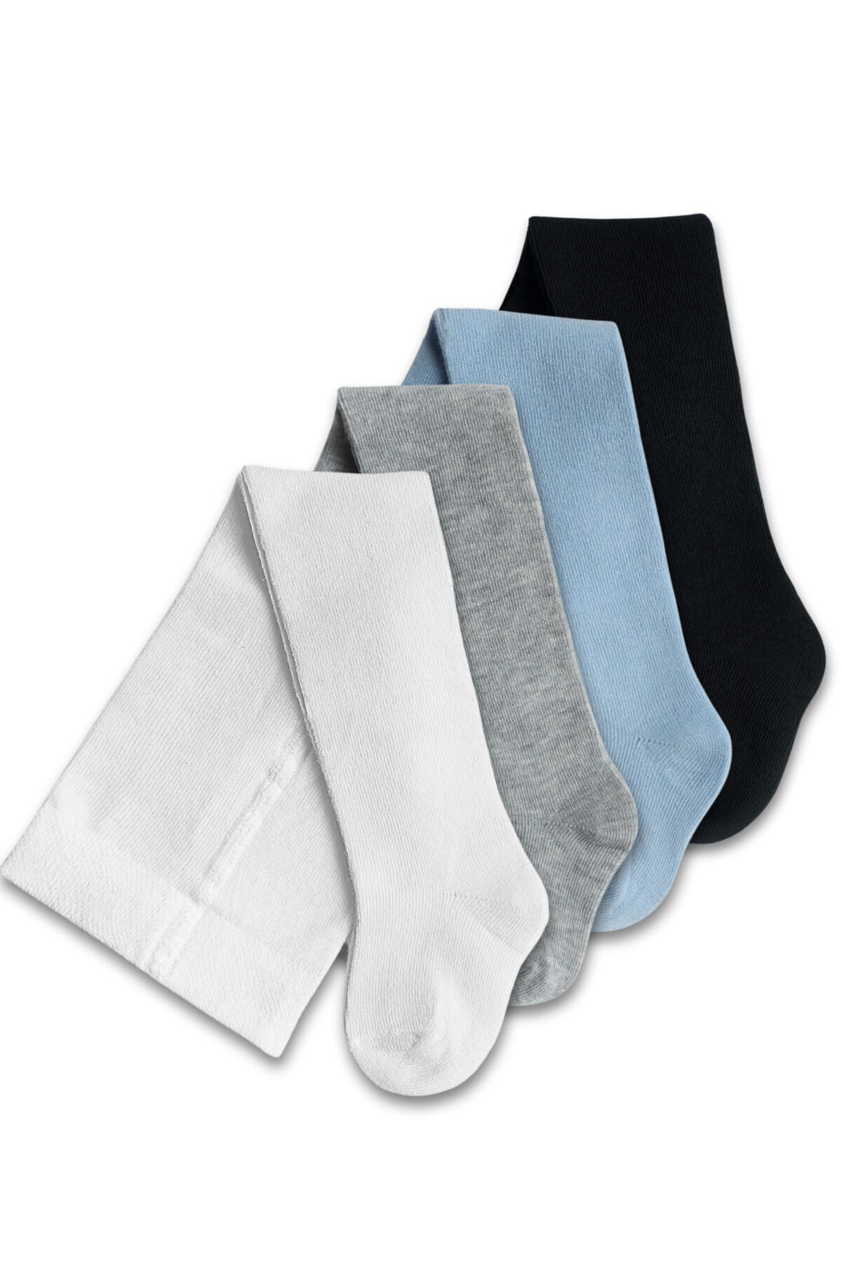 Kız Erkek Unisex Bebek Çocuk Pamuklu Krem Gri Mavi Siyah Külotlu Çorap 4lü Set Siyah-Mavi-Gri-Krem - 1-2 Yaş