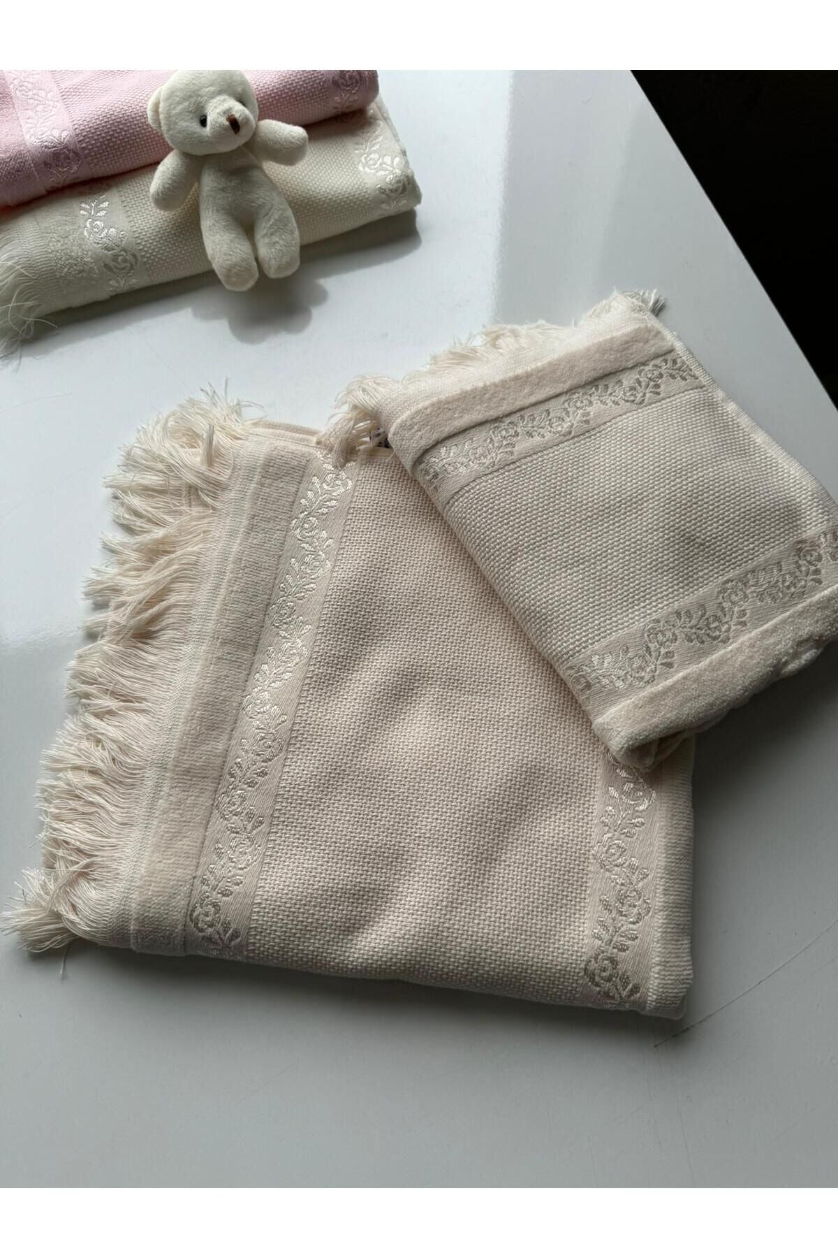 Etamin İşlemelik Analı Kızlı Fiesta Soft Havlu Sütlü Kahve