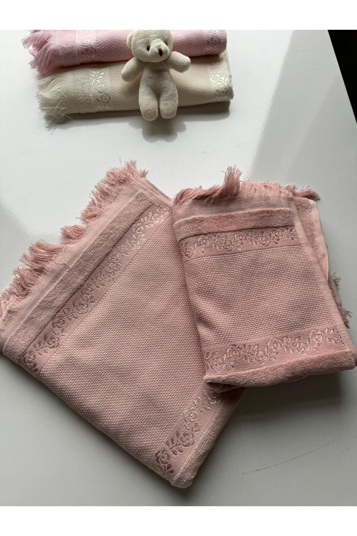 Etamin İşlemelik Analı Kızlı Fiesta Soft Havlu Pudra