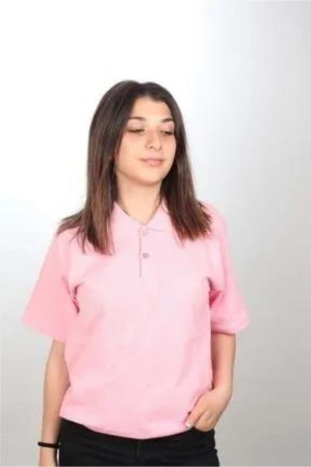 Polo Yaka Kısa Kol Okul Tişörtü kısa kol okul lakostu lakost kısa kol Pembe - L
