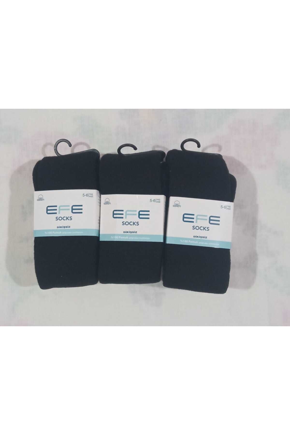 3 adet Socks (Erkek-Kız) Çocuk Dikişsiz Havlu Kışlık ( Kulotlu -kilotlu -külotlu) Çorap 3lü Siyah - 5-6 Yaş