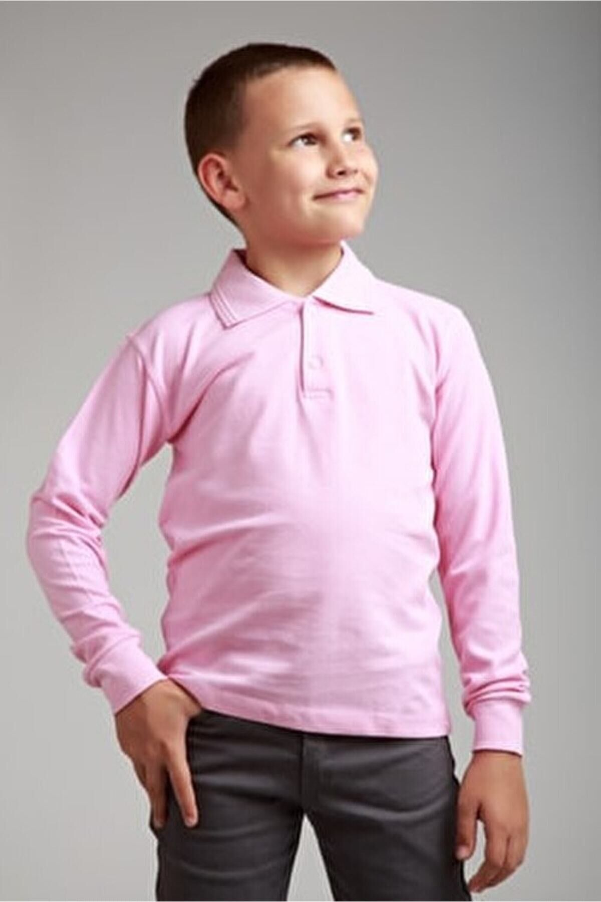 Pembe Unısex Penye Polo Yaka Okul Lakostu Pembe - 9-10 Yaş