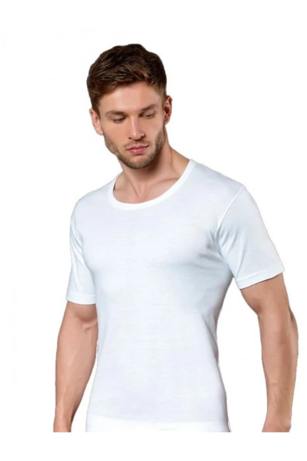 Erkek Bisiklet Yaka Fanila Atlet Beyaz Renk 6'lı Paket 04 Beyaz - XL