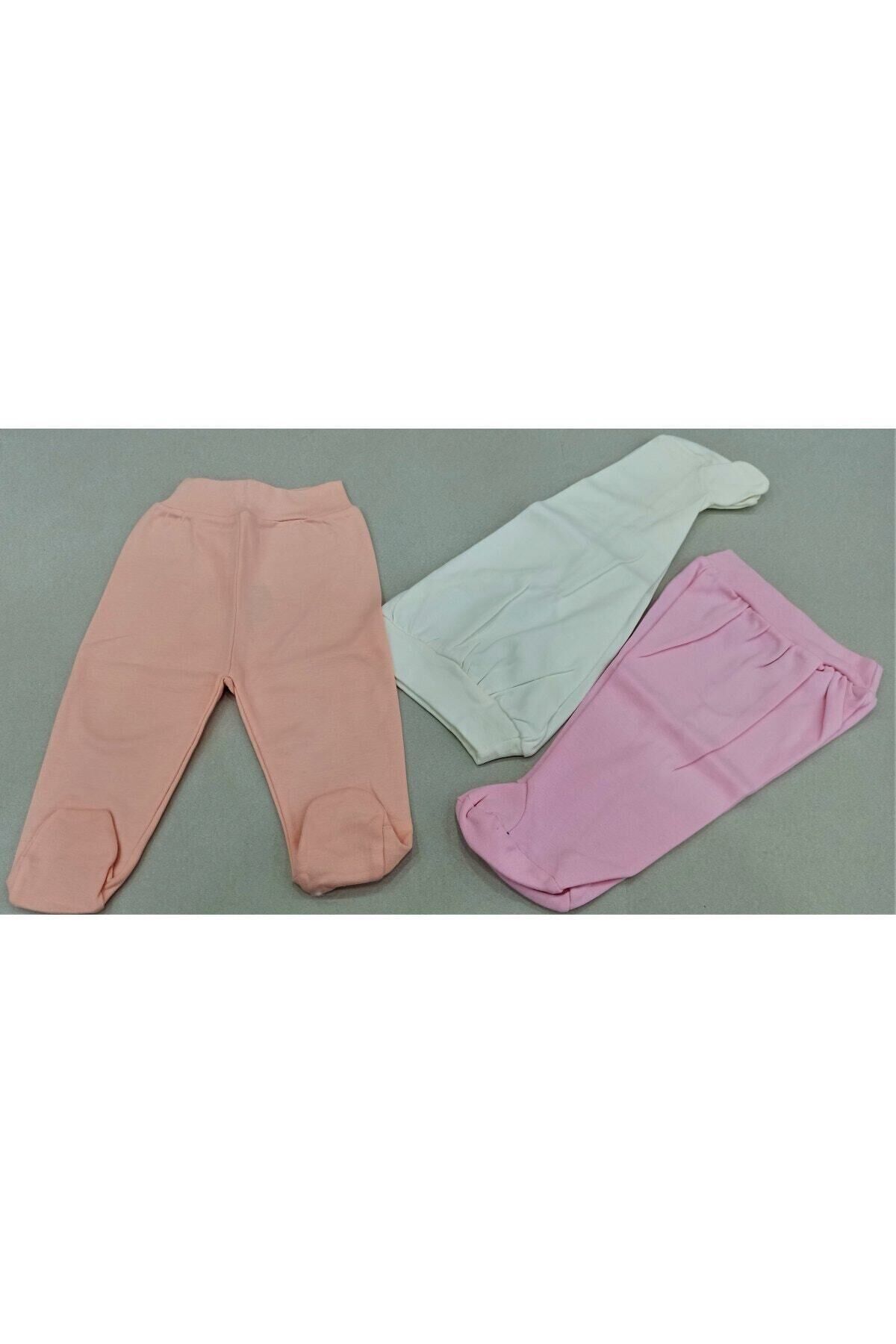 Kız Bebek Pembe Patikli Tek Alt 3 Lü Somon,Krem,Pembe - 0-3 Ay