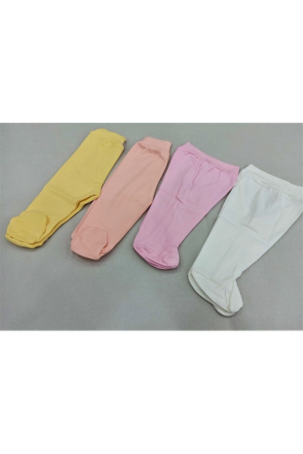 Patikli Tek Alt (4 Lü Paket) Sarı,Krem,Somon,Pembe - 3-6 Ay