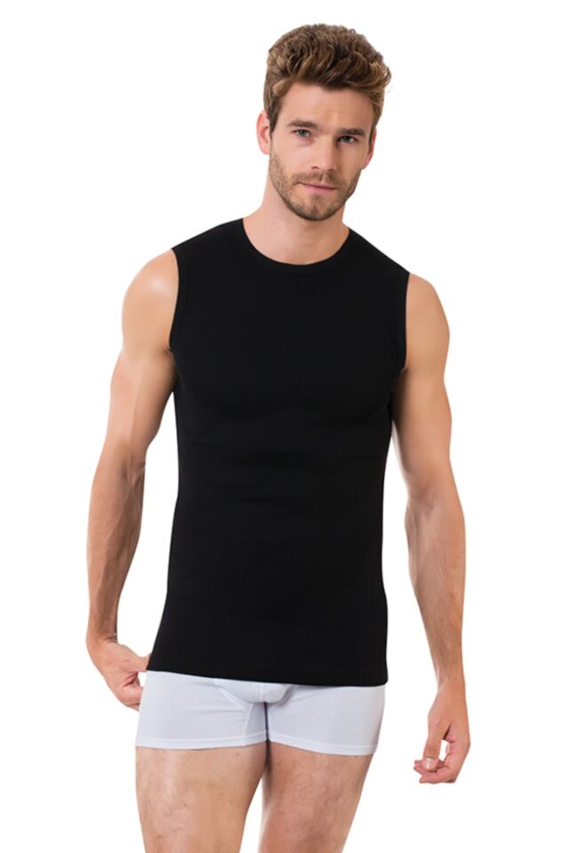 5'li Erkek Sıfır Yaka Kolsuz Atlet Si̇yah - 2XL