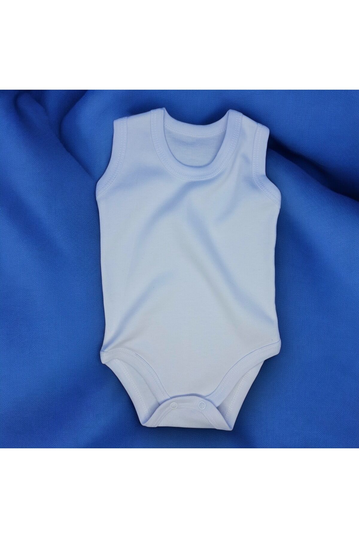 Organik 100% Pamuk, Baskısız, Beyaz Sıfır Kol Çıt Çıtlı Bebek Atlet Zıbın Body Tulum #2800 Beyaz - 18-24 Ay