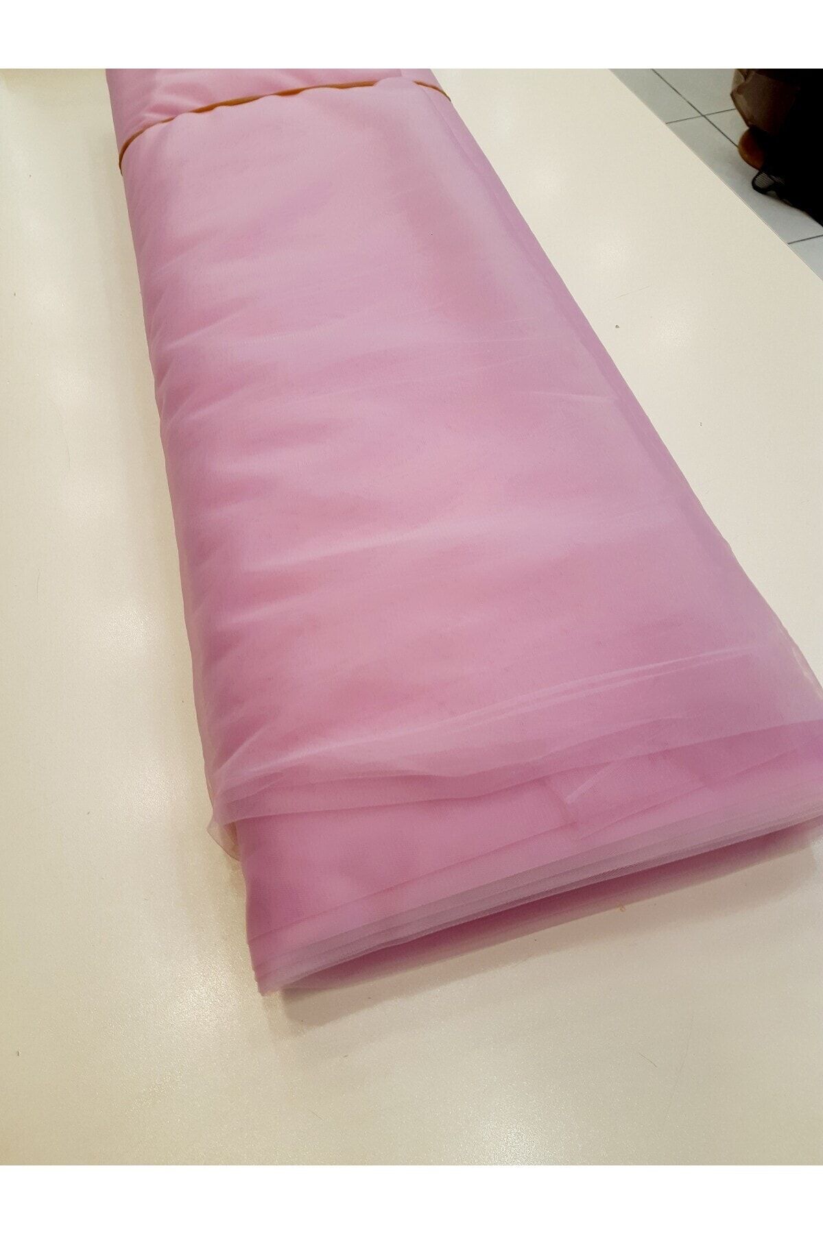 Üst Kalite Esneklik Şeker Pembe Renk Hayal Tül Türban Tasarım Kına Kaftan Pembe