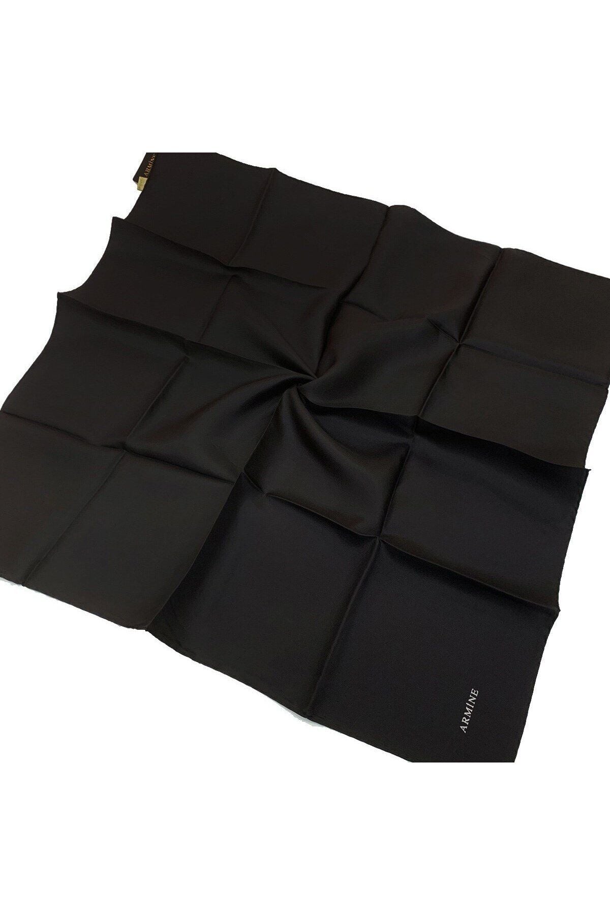 Düz İpek Eşarp - 1001 Siyah Twill 80 Siyah