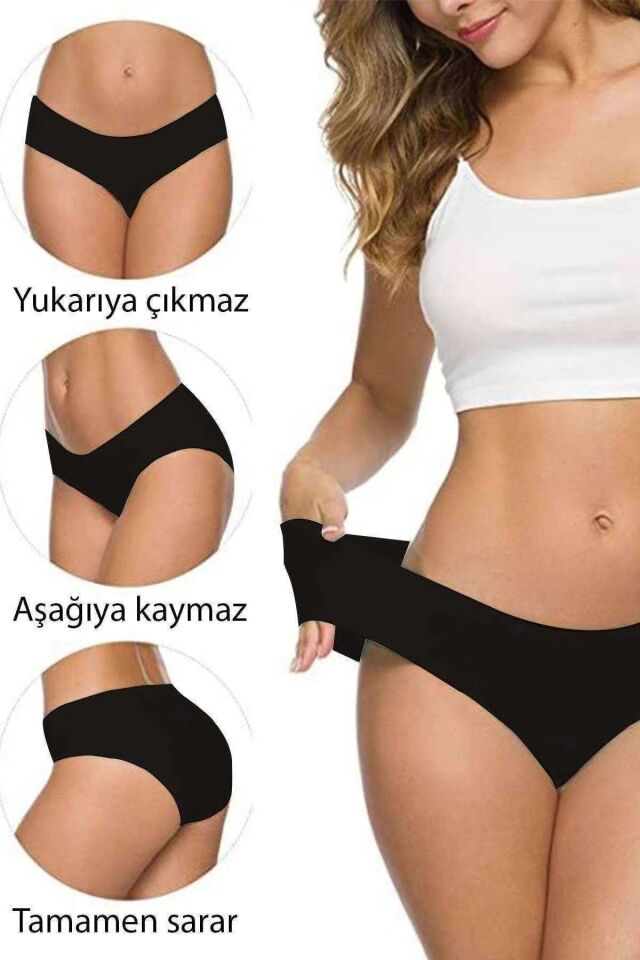 Iz Yapmayan Külot 4 Adet Kadın Dikişsiz Lazer Kesim Esnek Iz Yapmayan Külot Full Likra Kilot S6 - L/Xl
