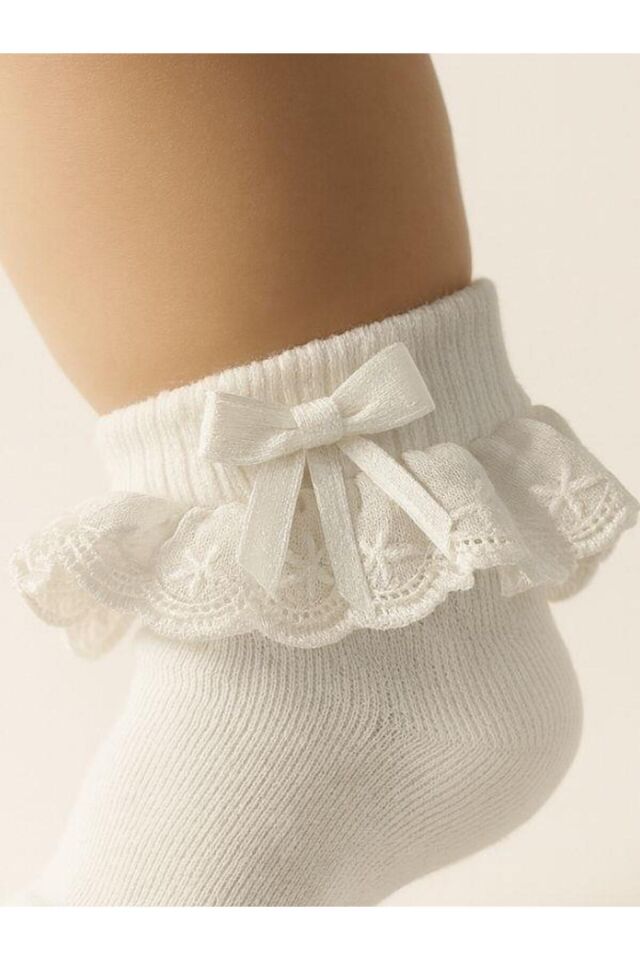 Kız Bebek Pamuklu Dantelli Soket Çorap