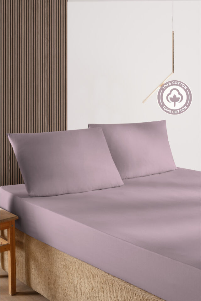 %100 Pamuk Pudra Çift Kişilik Ranforce Kumaş Lastikli Çarşaf Yastık Kılıfı Seti /160x200/180x200/