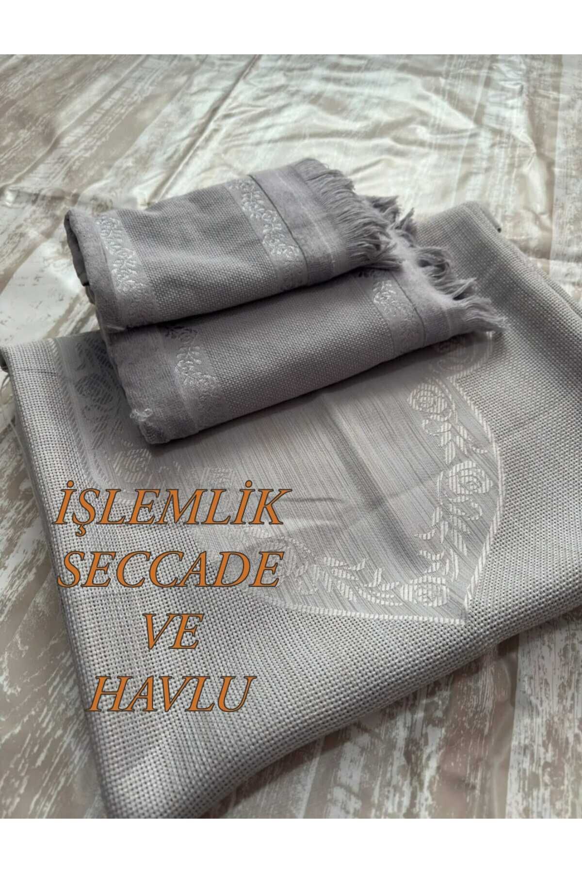 ETAMİN İŞLEMELİK TEK SECCADE VE KÜÇÜK BÜYÜK HAVLU . İŞLEMELİK SECCADE VE HAVLU 3 LÜ SET.