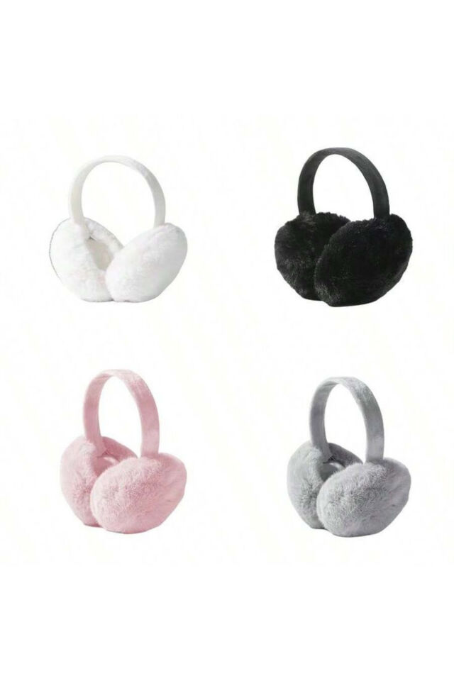 Kadın Soğuktan Koruyucu Soft Peluş Kışlık Kulaklık Kulak Isıtıcı Beyaz