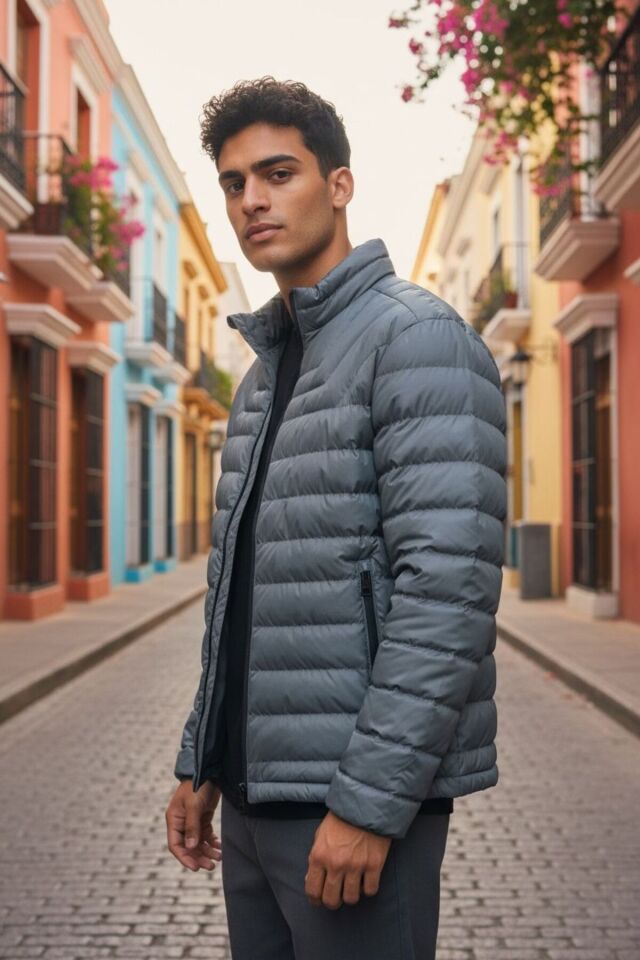 Erkek Koyu Antrasit Hafif Şişme Mont – Su İtici, Isı Yalıtımlı, Slim Fit Günlük Model Gri - L