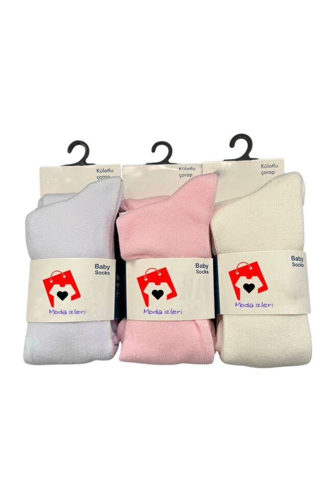 3lü Bebek Kilotlu Çorap Kız Çocuk Bebek Külotlu Çorabı 6-9 Ay