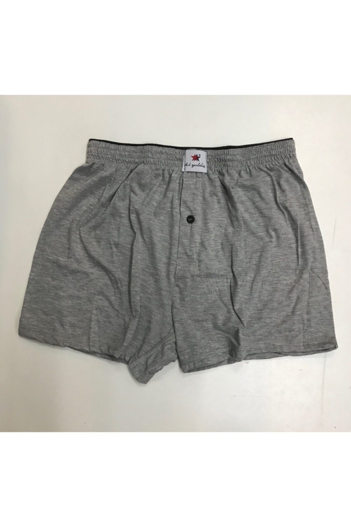 Büyük Beden %100 Pamuklu Desenli Havlu Bel Boxer Gri̇ - 3XL