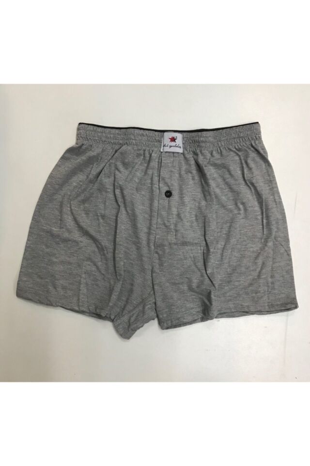 Büyük Beden %100 Pamuklu Desenli Havlu Bel Boxer Gri̇ - 3XL