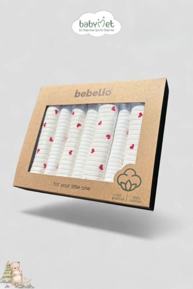 %100 Pamuk Organik Bebek Ağız Mendili 7'li Set, 25x25 cm Yumuşak&Hipoalerjenik